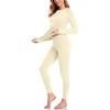 image:imageThermal Underwear for Women Fleece Linen Long John Sets Warm Base LayerBeige
