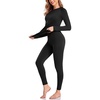 image:imageThermal Underwear for Women Fleece Linen Long John Sets Warm Base LayerBlack