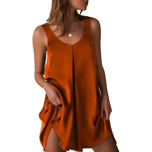 image:imageEkouaer Nightgowns for Women Sleeveless Satin Night Gown Sexy Night DressChocolate