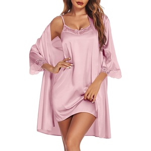 image:imageEkouaer Sleepwear Womens Satin Nightgown with Robes Set 2 PiecePink