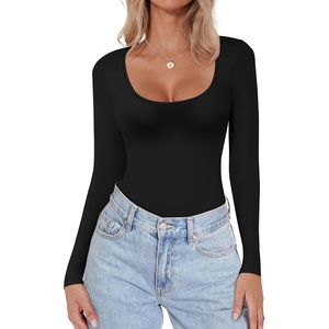 image:imageEkouaer Women Long Sleeve Shirt Scoop Neck Tops Fitted Thermal UndershirtsBlack