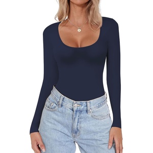 image:imageEkouaer Women Long Sleeve Shirt Scoop Neck Tops Fitted Thermal UndershirtsNavy Blue