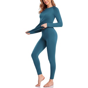 image:imageThermal Underwear for Women Fleece Linen Long John Sets Warm Base LayerDark Blue