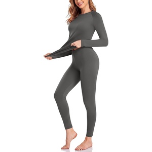 image:imageThermal Underwear for Women Fleece Linen Long John Sets Warm Base LayerDark Grey