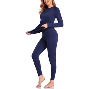 image:imageThermal Underwear for Women Fleece Linen Long John Sets Warm Base LayerNavy Blue
