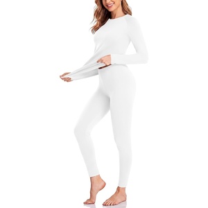image:imageThermal Underwear for Women Fleece Linen Long John Sets Warm Base LayerWhite