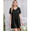 image:imageEkouaer 2 Pack Nightgowns for Women Satin Short Sleeve V Neck House DressBlack Teal