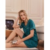 image:imageEkouaer 2 Pack Nightgowns for Women Satin Short Sleeve V Neck House DressBlack Teal