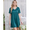 image:imageEkouaer 2 Pack Nightgowns for Women Satin Short Sleeve V Neck House DressBright Purple Teal