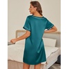 image:imageEkouaer 2 Pack Nightgowns for Women Satin Short Sleeve V Neck House DressBright Purple Teal