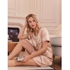 image:imageEkouaer 2 Pack Nightgowns for Women Satin Short Sleeve V Neck House DressChampagne Bright Purple