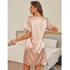 image:imageEkouaer 2 Pack Nightgowns for Women Satin Short Sleeve V Neck House DressChampagne Teal