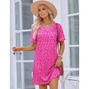 image:imageEkouaer 2 Pack Nightgowns for Women Satin Short Sleeve V Neck House DressLeopard Print Hot Pink Black