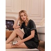 image:imageEkouaer 2 Pack Nightgowns for Women Satin Short Sleeve V Neck House DressLeopard Print Hot Pink Black