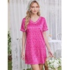 image:imageEkouaer 2 Pack Nightgowns for Women Satin Short Sleeve V Neck House DressLeopard Print Hot Pink Black