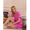 image:imageEkouaer 2 Pack Nightgowns for Women Satin Short Sleeve V Neck House DressLeopard Print Hot Pink Red Heart
