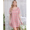 image:imageEkouaer 2 Pack Nightgowns for Women Satin Short Sleeve V Neck House DressLeopard Print Hot Pink Red Heart