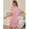 image:imageEkouaer 2 Pack Nightgowns for Women Satin Short Sleeve V Neck House DressLeopard Print Hot Pink Red Heart