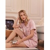 image:imageEkouaer 2 Pack Nightgowns for Women Satin Short Sleeve V Neck House DressLotusroot Pink Deep Purple
