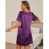 image:imageEkouaer 2 Pack Nightgowns for Women Satin Short Sleeve V Neck House DressLotusroot Pink Deep Purple