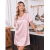 image:imageEkouaer 2 Pack Nightgowns for Women Satin Short Sleeve V Neck House DressStripe Print Purple White Stripe Print Pink White