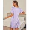 image:imageEkouaer 2 Pack Nightgowns for Women Satin Short Sleeve V Neck House DressStripe Print Purple White Stripe Print Pink White