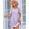 image:imageEkouaer 2 Pack Nightgowns for Women Satin Short Sleeve V Neck House DressStripe Print Purple White Stripe Print Pink White