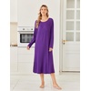 image:imageEkouaer 3 Pack Long Sleeve Full Length Chest Pocket Nightgowns for WomenBlackdeep Bluedeep Purple