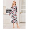 image:imageEkouaer 3 Pack Long Sleeve Full Length Chest Pocket Nightgowns for WomenBlackdeep Bluepink Flower