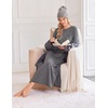 image:imageEkouaer 3 Pack Long Sleeve Full Length Chest Pocket Nightgowns for WomenBlackdeep Grayleopard