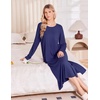 image:imageEkouaer 3 Pack Long Sleeve Full Length Chest Pocket Nightgowns for WomenBlackdeep Graynavy Blue