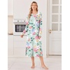 image:imageEkouaer 3 Pack Long Sleeve Full Length Chest Pocket Nightgowns for WomenBlackdeep Purplrgreen Flower