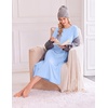 image:imageEkouaer 3 Pack Long Sleeve Full Length Chest Pocket Nightgowns for WomenBlacklight Blueblack Flower