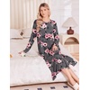 image:imageEkouaer 3 Pack Long Sleeve Full Length Chest Pocket Nightgowns for WomenBlacklilacpurple Flower