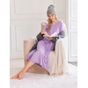 image:imageEkouaer 3 Pack Long Sleeve Full Length Chest Pocket Nightgowns for WomenBlacklilacpurple Flower
