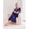 image:imageEkouaer 3 Pack Long Sleeve Full Length Chest Pocket Nightgowns for WomenBlacknavy Blueblack Flower