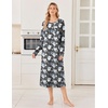 image:imageEkouaer 3 Pack Long Sleeve Full Length Chest Pocket Nightgowns for WomenBlacknavy Blueblack Flower
