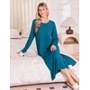 image:imageEkouaer 3 Pack Long Sleeve Full Length Chest Pocket Nightgowns for WomenBlackwine Redblue Green