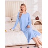 image:imageEkouaer 3 Pack Long Sleeve Full Length Chest Pocket Nightgowns for WomenLight Bluepinkpink Flower