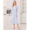 image:imageEkouaer 3 Pack Long Sleeve Full Length Chest Pocket Nightgowns for WomenPink Flowerblue Flowerwhite Flower
