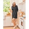 image:imageEkouaer 3 Pack Nightgowns for Women Long Sleeve Sleepshirt Soft NightshirtBlackDark GreyLight Grey Stripes