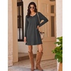image:imageEkouaer 3 Pack Nightgowns for Women Long Sleeve Sleepshirt Soft NightshirtBlackDark GreyLight Grey Stripes