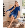 image:imageEkouaer 3 Pack Nightgowns for Women Long Sleeve Sleepshirt Soft NightshirtBlackGrey FloralBlue Pea Floral