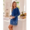 image:imageEkouaer 3 Pack Nightgowns for Women Long Sleeve Sleepshirt Soft NightshirtBlackGrey FloralBlue Pea Floral