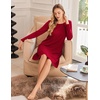 image:imageEkouaer 3 Pack Nightgowns for Women Long Sleeve Sleepshirt Soft NightshirtBlackLeopard BrownWind Red