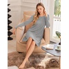 image:imageEkouaer 3 Pack Nightgowns for Women Long Sleeve Sleepshirt Soft NightshirtBlackRedblack PlaidLight Grey