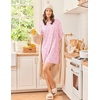 image:imageEkouaer 3 Pack Nightgowns for Women Long Sleeve Sleepshirt Soft NightshirtCoffee CupPink Striped HeartPurple Star