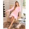 image:imageEkouaer 3 Pack Nightgowns for Women Long Sleeve Sleepshirt Soft NightshirtLight GreyPurplePink