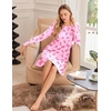 image:imageEkouaer 3 Pack Nightgowns for Women Long Sleeve Sleepshirt Soft NightshirtPurple FloralLight Green FloralPink Bow Tie