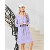 image:imageEkouaer 3 Pack Womens Long Sleeve Nightgowns Soft Sleep Shirt SleepwearBlack grey lilac Flower